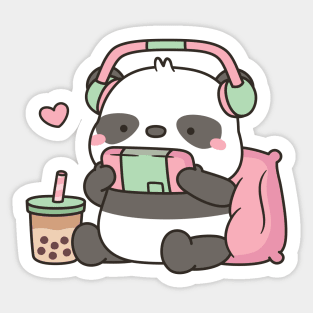 Cute Panda Bear Gamer Sticker